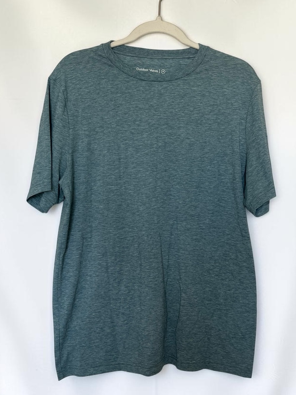 Outdoor Voices short sleeve crewneck tee in a heathered dusty teal Size Medium